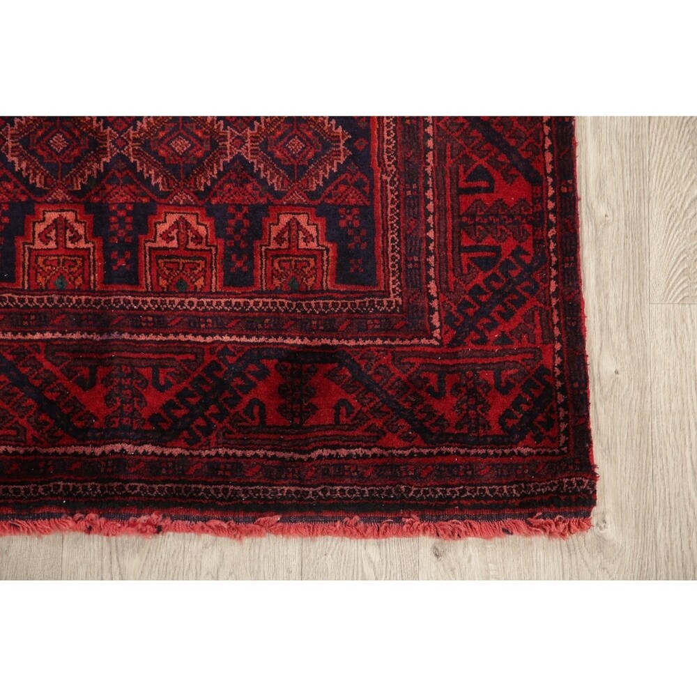 Traditional Balouch Afghan Carpet Hand Knotted Wool Oriental Area Rug - 6'11" x 3'7"