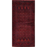 Traditional Balouch Afghan Carpet Hand Knotted Wool Oriental Area Rug - 6'11" x 3'7"