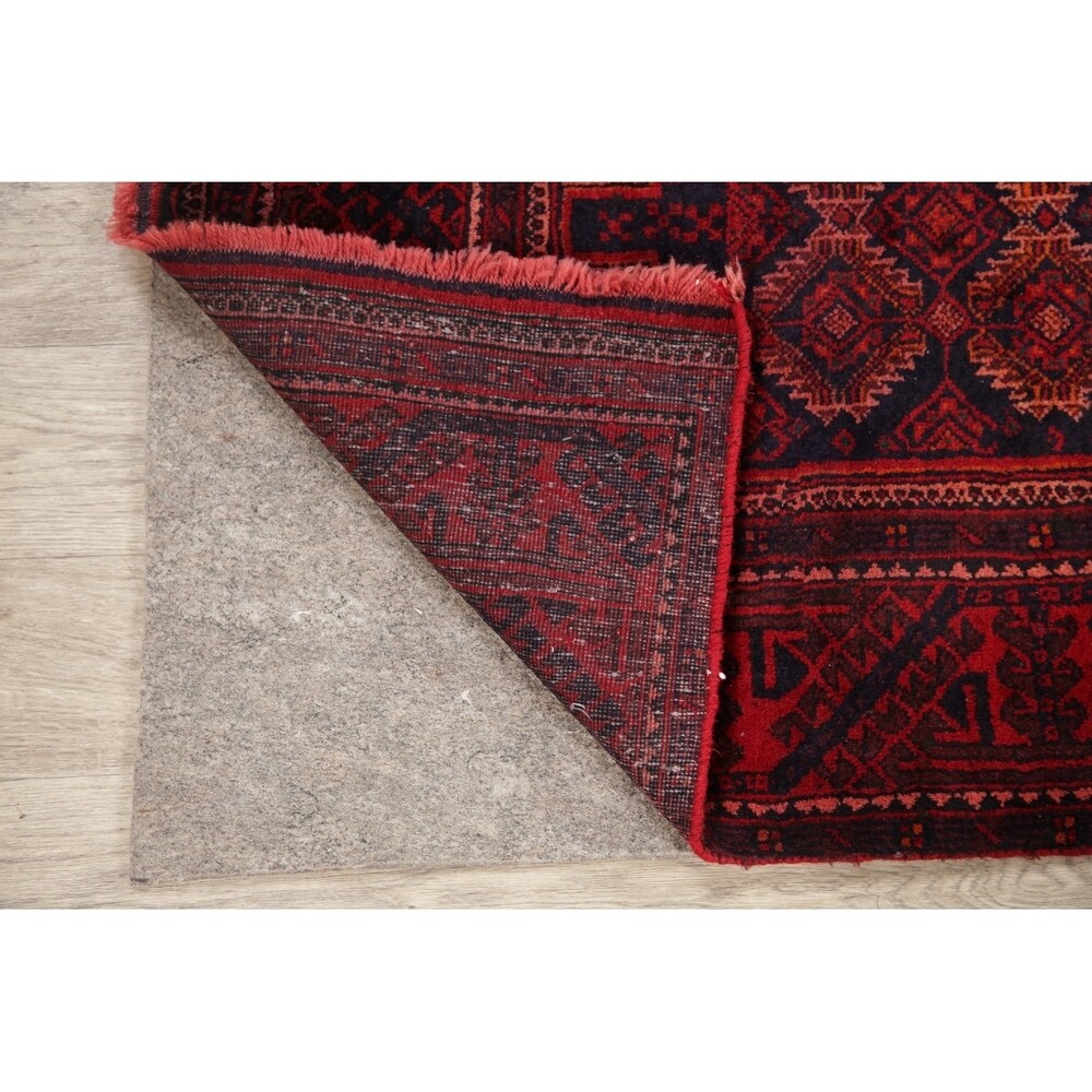 Traditional Balouch Afghan Carpet Hand Knotted Wool Oriental Area Rug - 6'11" x 3'7"