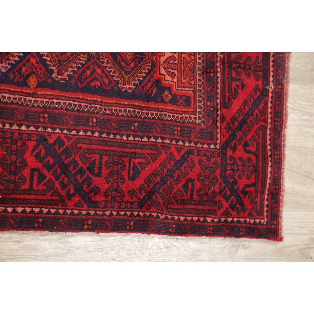Traditional Balouch Afghan Carpet Hand Knotted Wool Oriental Area Rug - 6'11" x 3'7"