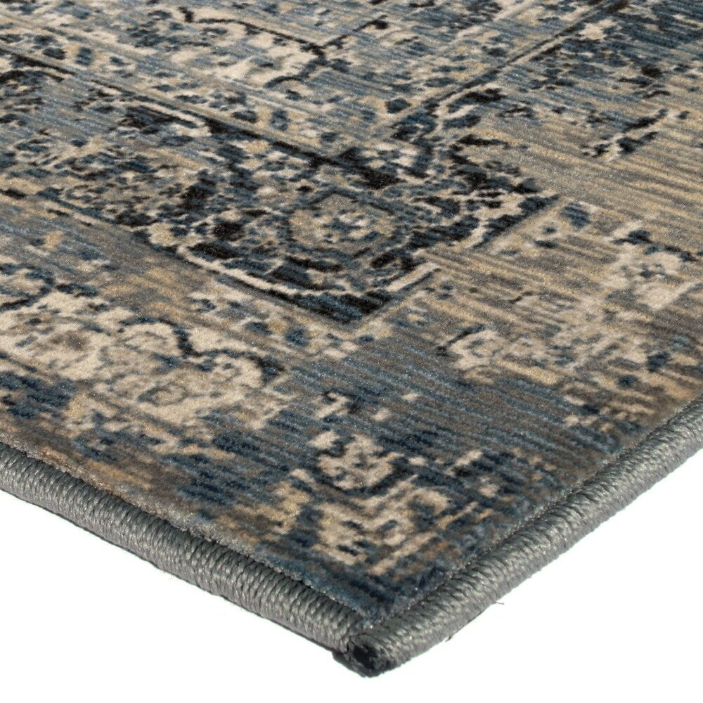 Traditional Bella Distressed Navy Rug by Carolina Weavers (2 x 8) - 1'11" x 7'6"