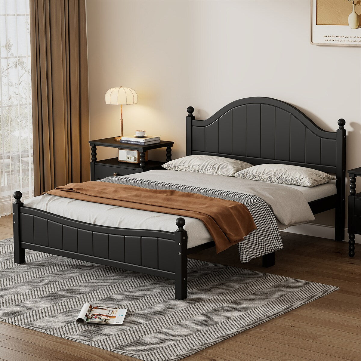 Traditional Concise Style Solid Wood Platform Bed