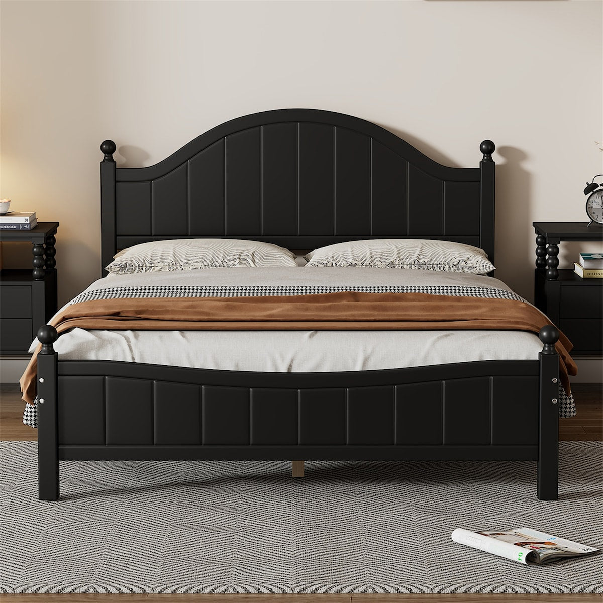 Traditional Concise Style Solid Wood Platform Bed