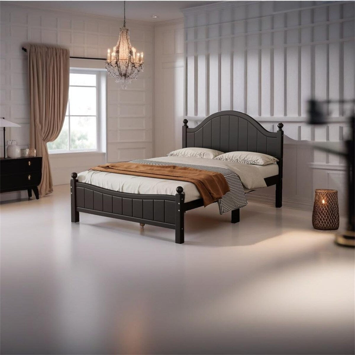 Traditional Concise Style Solid Wood Platform Bed