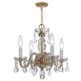 Traditional Crystal 4 Light Clear Crystal Brass Mini Chandelier - 15'' W x 12'' H