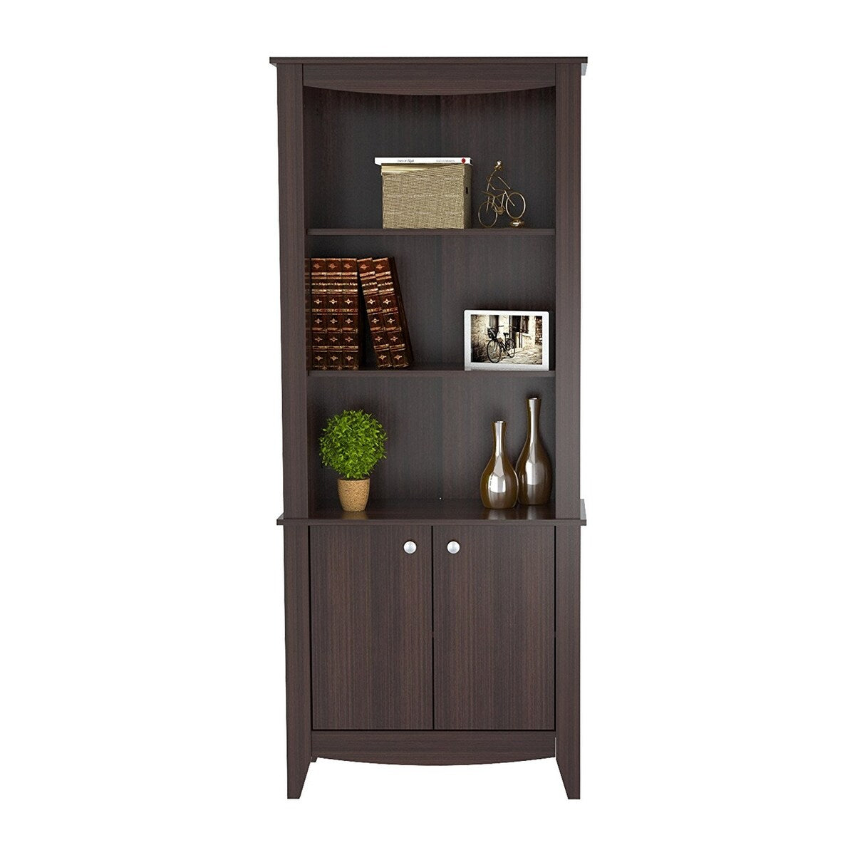 Traditional Espresso Wood Finish here Shelf Bookcase - W29 x D14 x H78