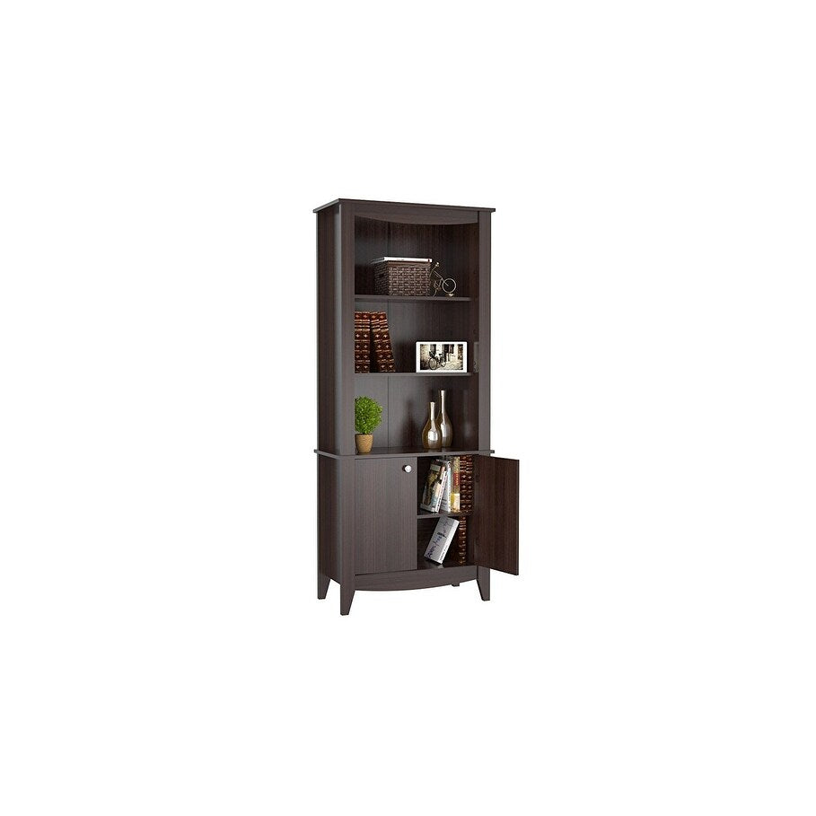 Traditional Espresso Wood Finish here Shelf Bookcase - W29 x D14 x H78
