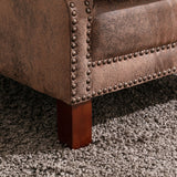 Traditional Fabric Upholstered Club Chair with Nailhead Trim,Brown