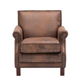 Traditional Fabric Upholstered Club Chair with Nailhead Trim,Brown