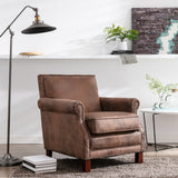 Traditional Fabric Upholstered Club Chair with Nailhead Trim,Brown
