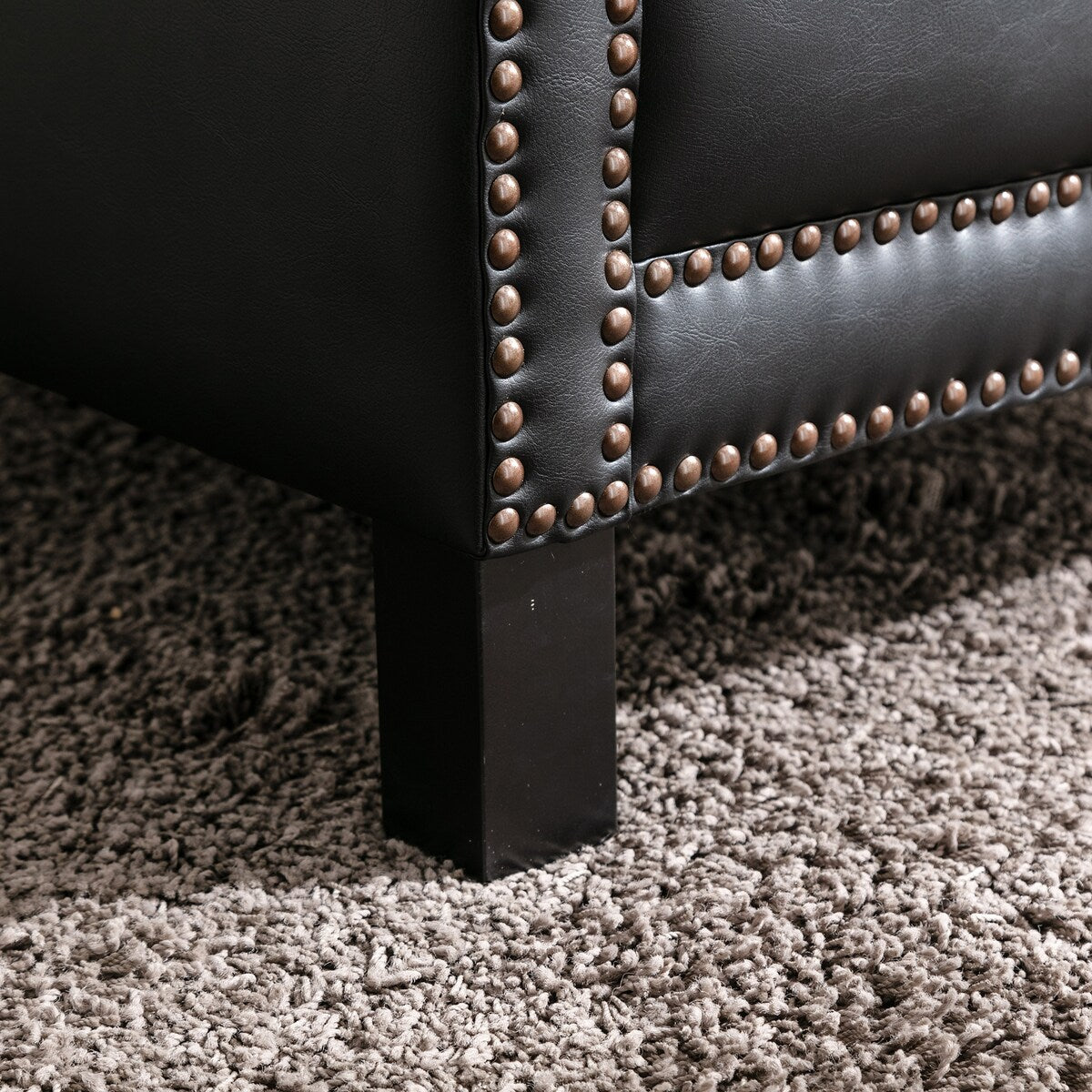 Traditional Fabric Upholstered Club Chair with Nailhead Trim,Brown
