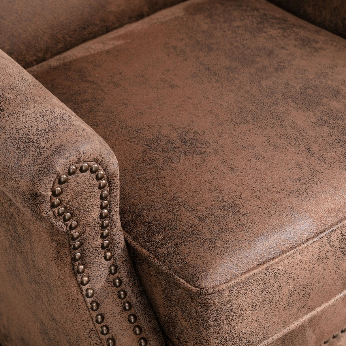Traditional Fabric Upholstered Club Chair with Nailhead Trim,Brown