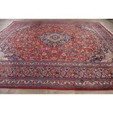 Traditional Floral Mashad Persian Red Area Rug Wool Hand-knotted - 9'9" x 12'7"