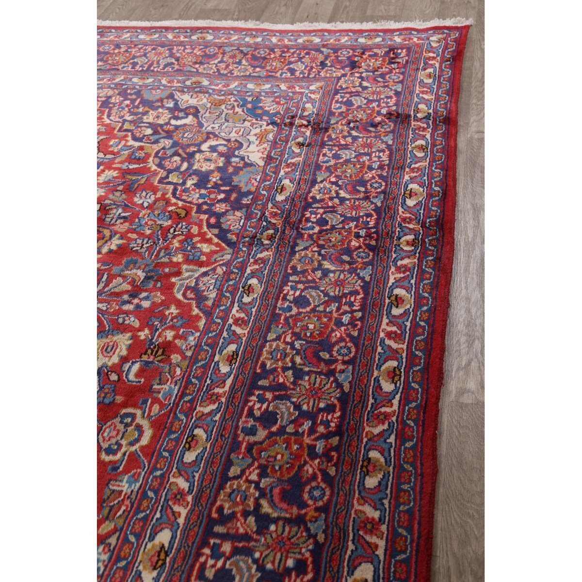 Traditional Floral Mashad Persian Red Area Rug Wool Hand-knotted - 9'9" x 12'7"
