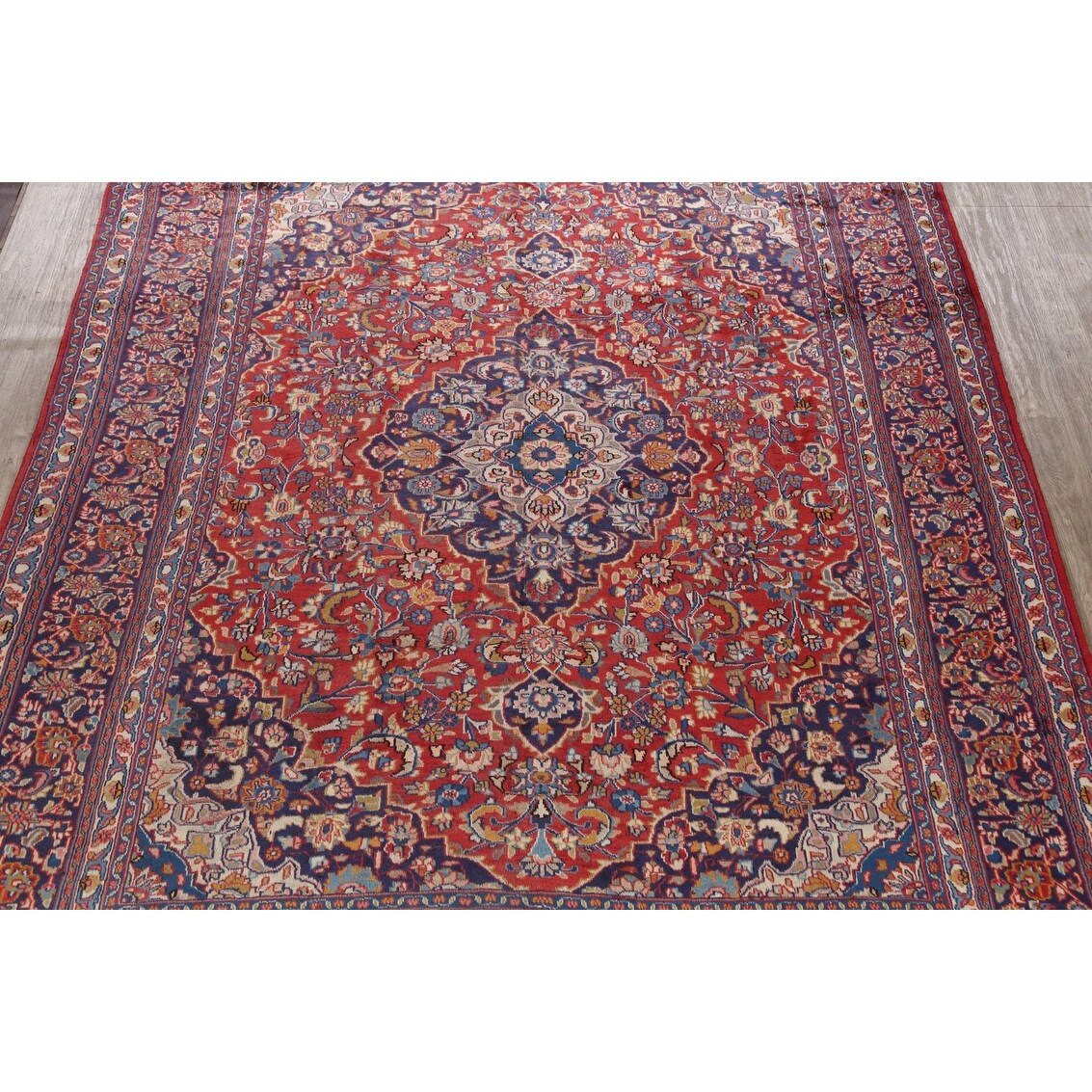 Traditional Floral Mashad Persian Red Area Rug Wool Hand-knotted - 9'9" x 12'7"