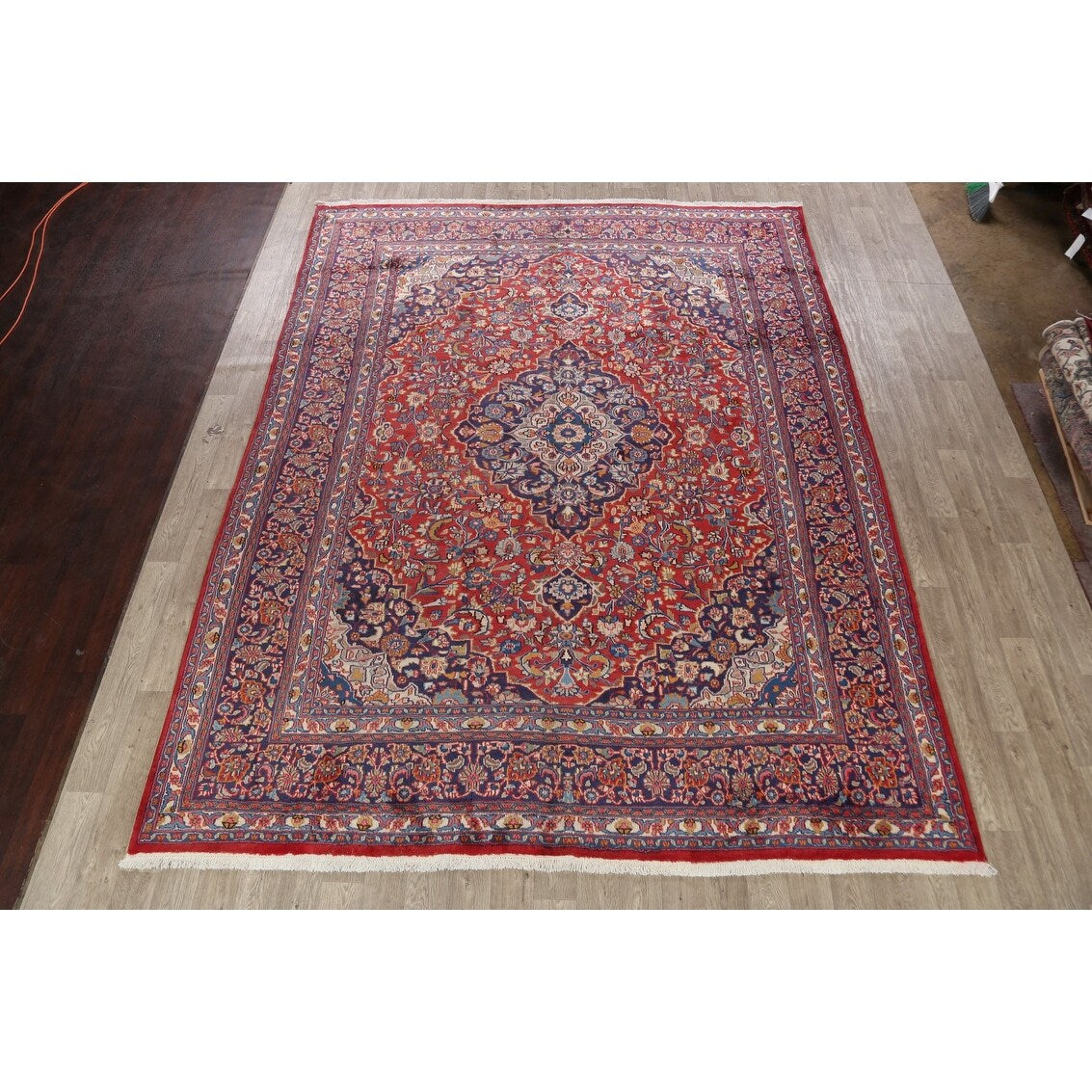 Traditional Floral Mashad Persian Red Area Rug Wool Hand-knotted - 9'9" x 12'7"
