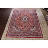 Traditional Floral Mashad Persian Red Area Rug Wool Hand-knotted - 9'9" x 12'7"