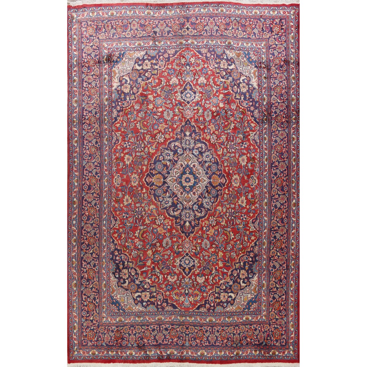 Traditional Floral Mashad Persian Red Area Rug Wool Hand-knotted - 9'9" x 12'7"