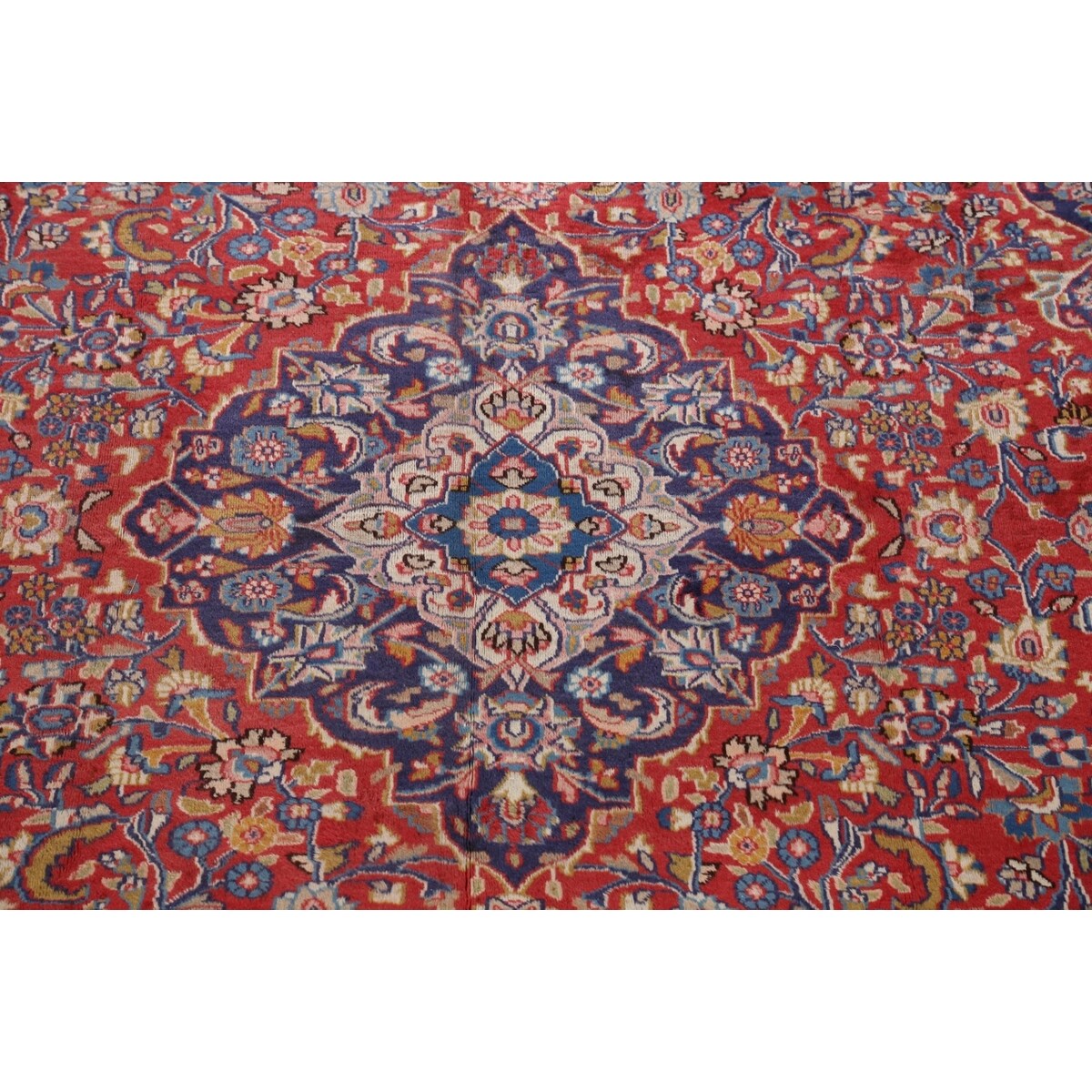 Traditional Floral Mashad Persian Red Area Rug Wool Hand-knotted - 9'9" x 12'7"