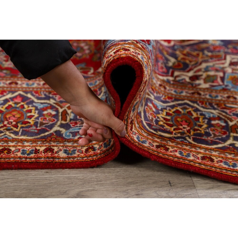 Traditional Floral Red Kashan Persian Area Rug Wool Hand-Knotted - 6'6" x 9'7"