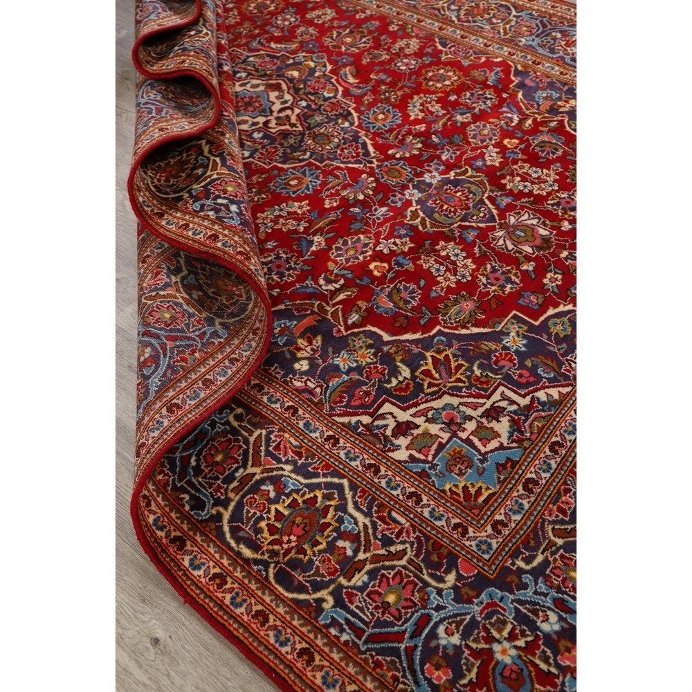 Traditional Floral Red Kashan Persian Area Rug Wool Hand-Knotted - 6'6" x 9'7"