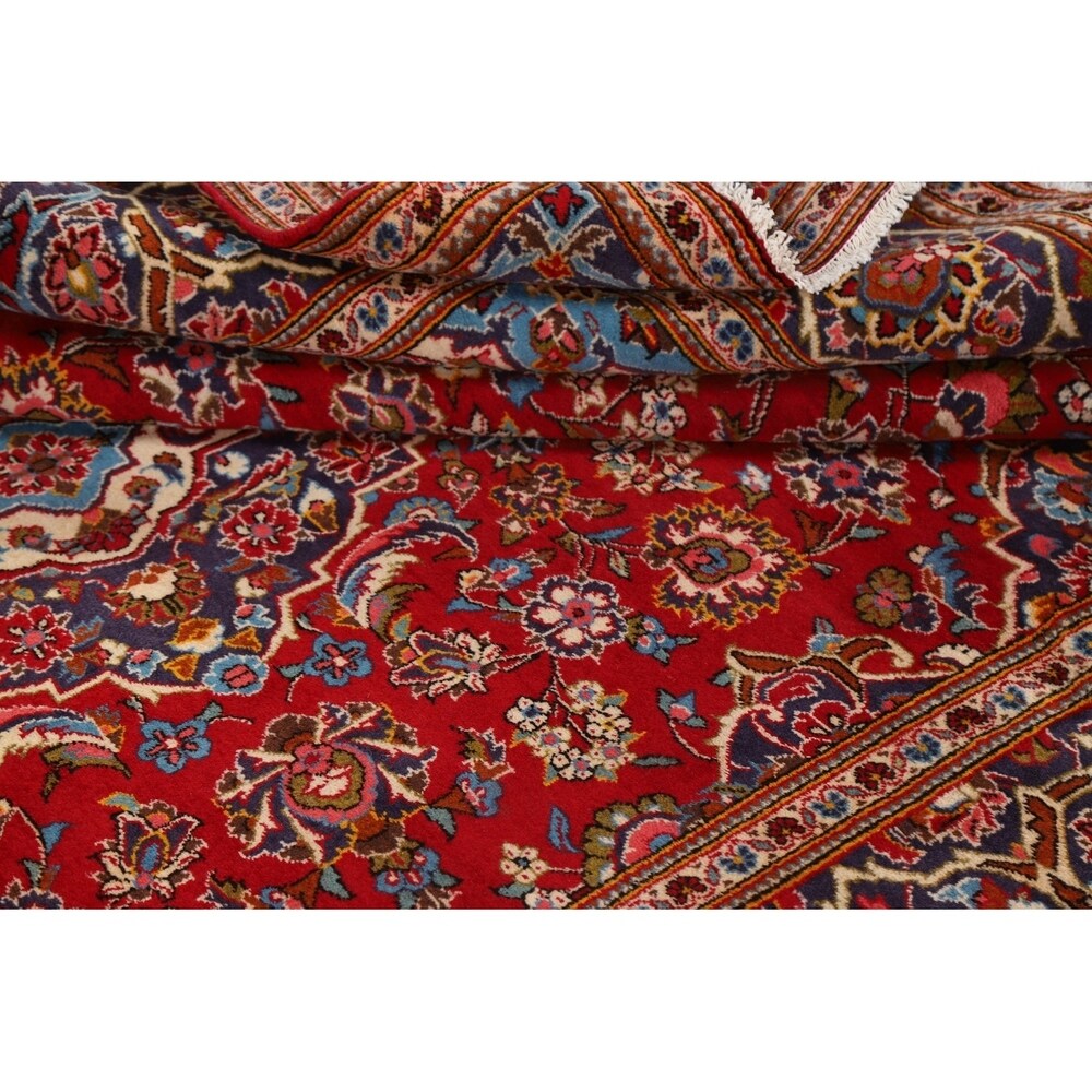 Traditional Floral Red Kashan Persian Area Rug Wool Hand-Knotted - 6'6" x 9'7"