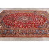 Traditional Floral Red Kashan Persian Area Rug Wool Hand-Knotted - 6'6" x 9'7"