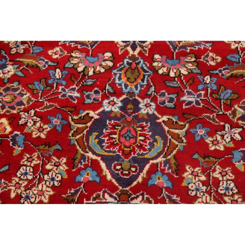 Traditional Floral Red Kashan Persian Area Rug Wool Hand-Knotted - 6'6" x 9'7"