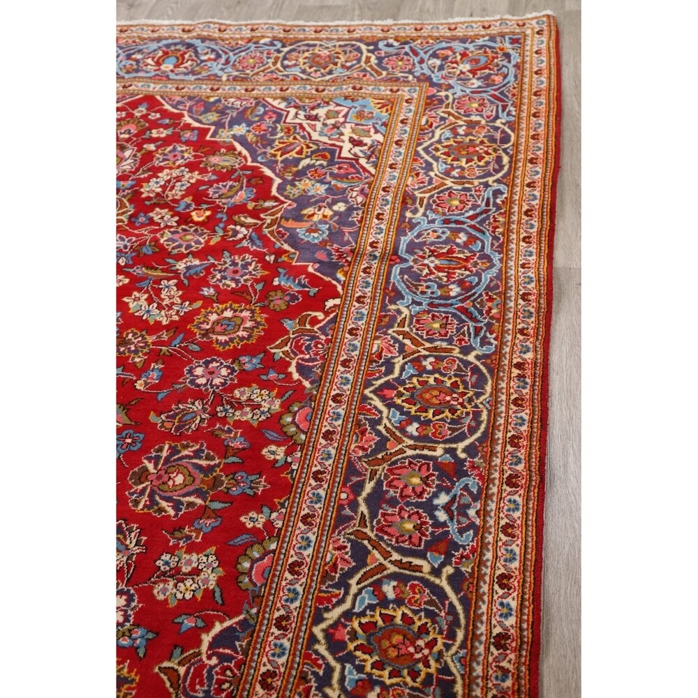Traditional Floral Red Kashan Persian Area Rug Wool Hand-Knotted - 6'6" x 9'7"