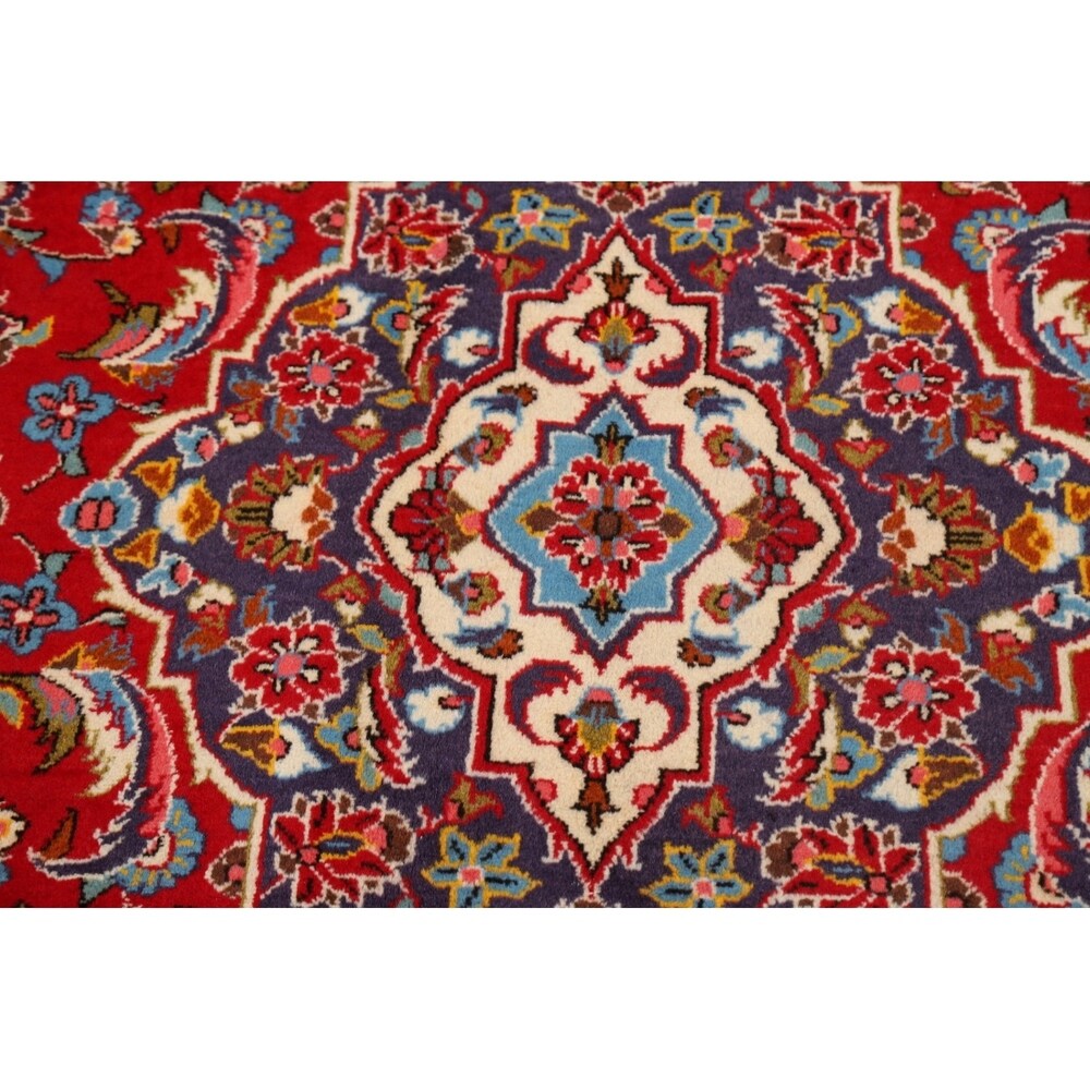 Traditional Floral Red Kashan Persian Area Rug Wool Hand-Knotted - 6'6" x 9'7"
