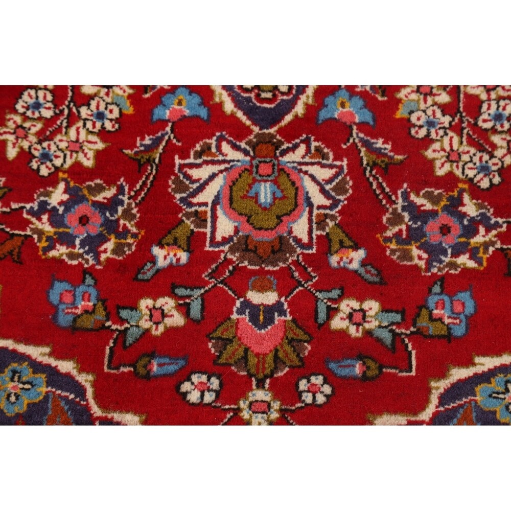 Traditional Floral Red Kashan Persian Area Rug Wool Hand-Knotted - 6'6" x 9'7"
