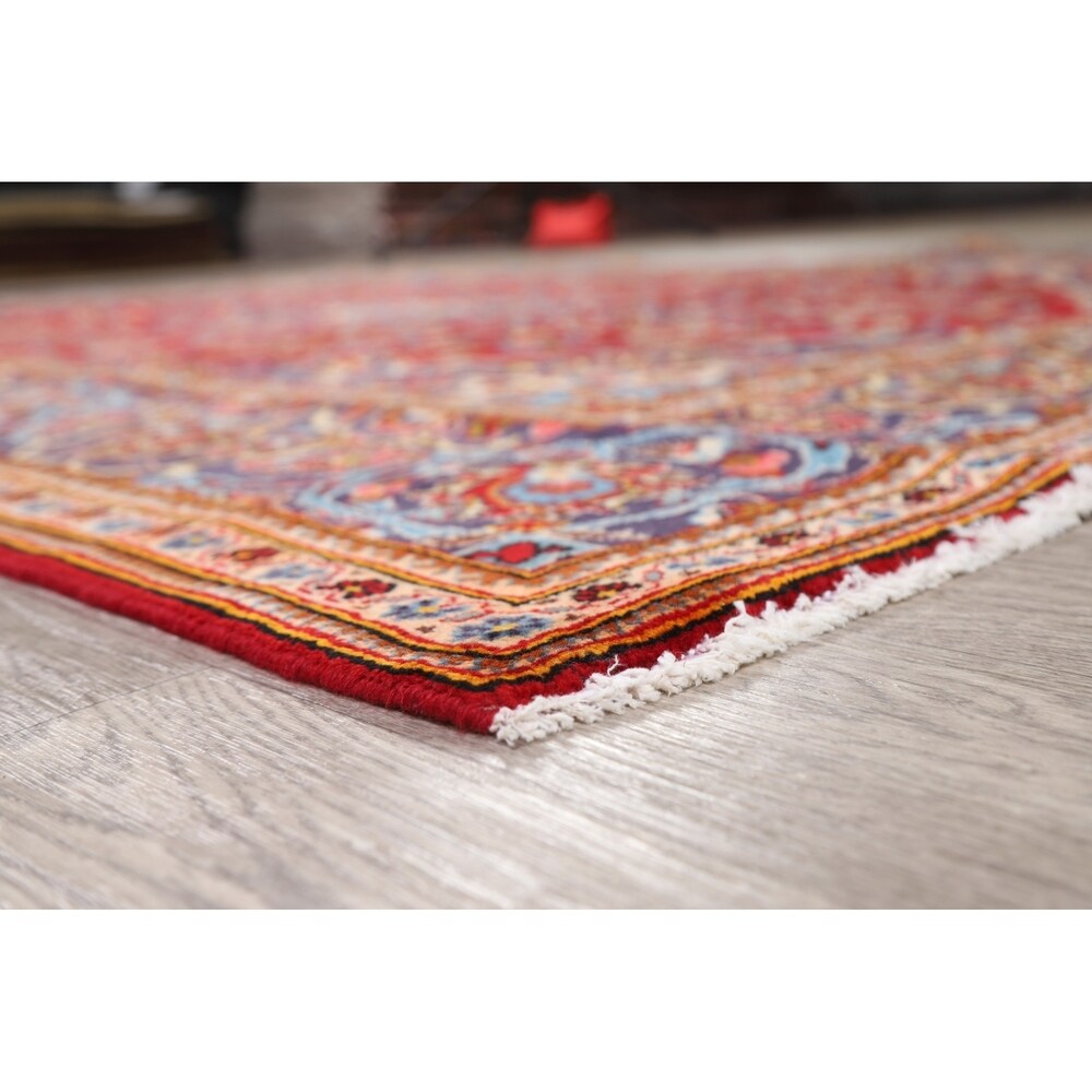 Traditional Floral Red Kashan Persian Area Rug Wool Hand-Knotted - 6'6" x 9'7"