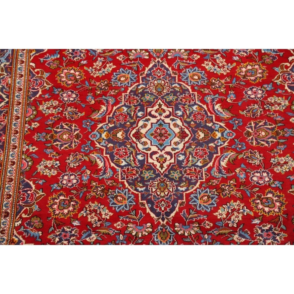 Traditional Floral Red Kashan Persian Area Rug Wool Hand-Knotted - 6'6" x 9'7"