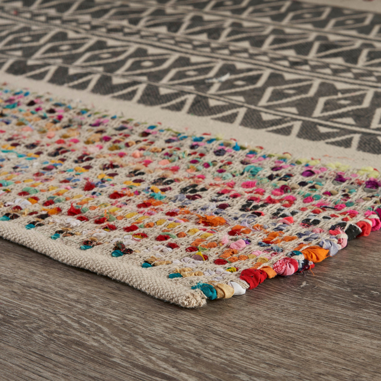 Sevita Geometric Chindi Area Rug