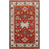 Traditional Geometric Kazak Oriental Area Rug Hand-knotted Wool Carpet - 5'2" x 7'11"