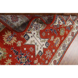 Traditional Geometric Kazak Oriental Area Rug Hand-knotted Wool Carpet - 5'2" x 7'11"