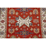 Traditional Geometric Kazak Oriental Area Rug Hand-knotted Wool Carpet - 5'2" x 7'11"