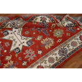 Traditional Geometric Kazak Oriental Area Rug Hand-knotted Wool Carpet - 5'2" x 7'11"