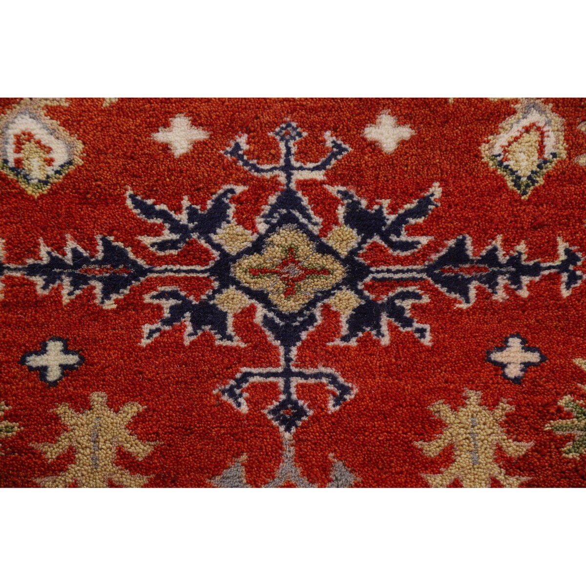 Traditional Geometric Kazak Oriental Area Rug Hand-knotted Wool Carpet - 5'2" x 7'11"