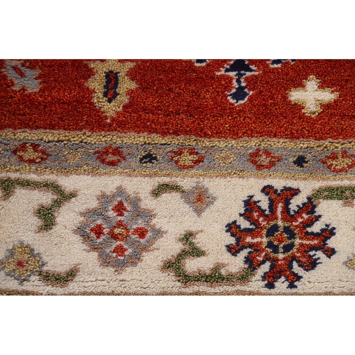 Traditional Geometric Kazak Oriental Area Rug Hand-knotted Wool Carpet - 5'2" x 7'11"