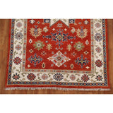 Traditional Geometric Kazak Oriental Area Rug Hand-knotted Wool Carpet - 5'2" x 7'11"