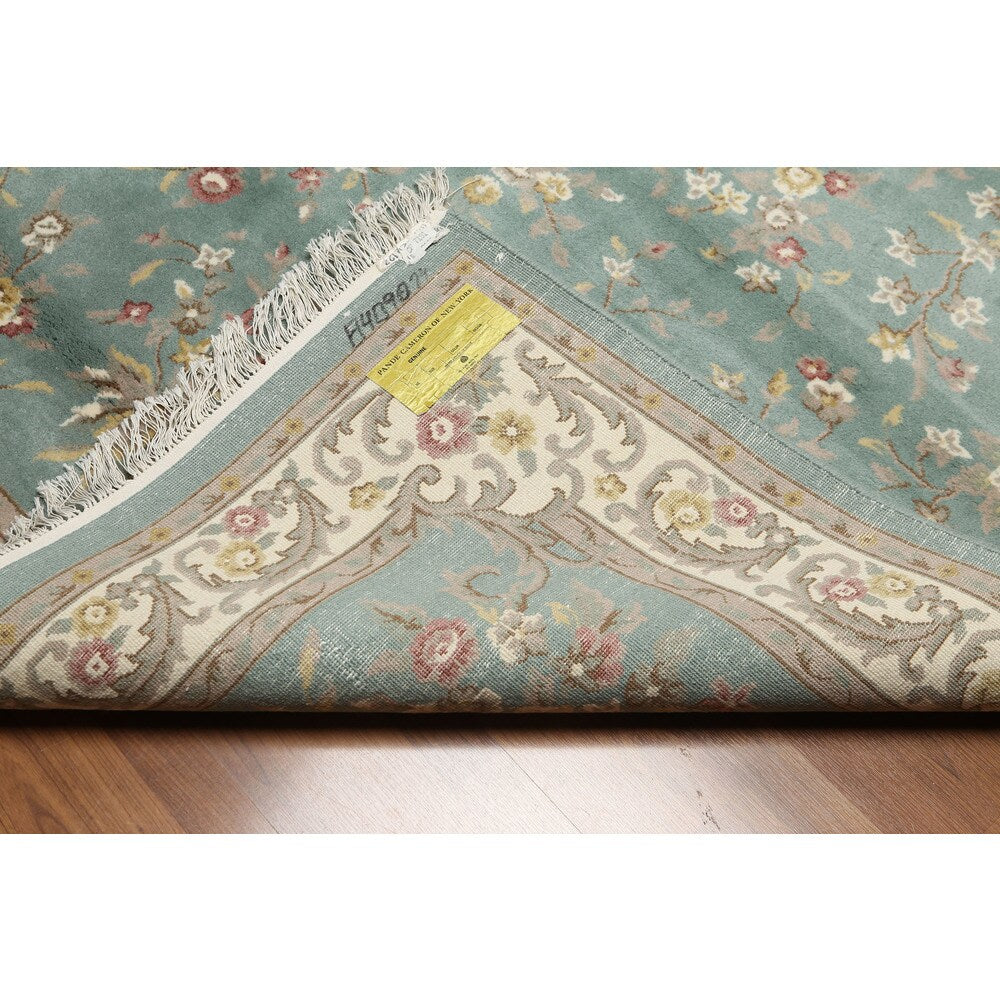 Global Glam Persian Wool Traditional Hand-knotted Area Rug (6' x 9') - Aqua/Ivory - 6' x 9'