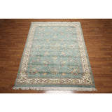Global Glam Persian Wool Traditional Hand-knotted Area Rug (6' x 9') - Aqua/Ivory - 6' x 9'