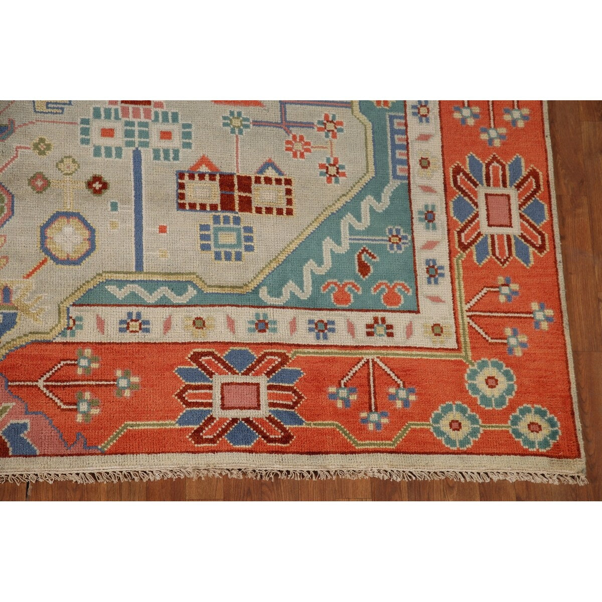 Traditional Green Heriz Serapi Oriental Rug Hand-Knotted Wool Carpet - 8'11"x 11'9"