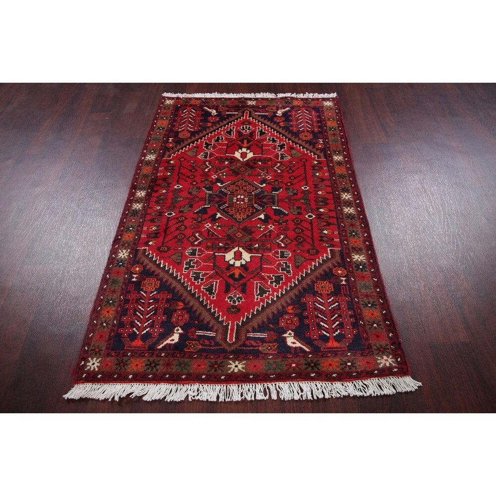 Traditional Hamedan Oriental Hand Knotted Persian Wool Area Rug - 5'1" x 3'2"