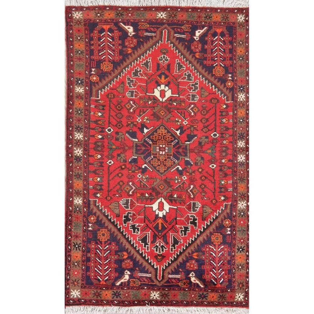 Traditional Hamedan Oriental Hand Knotted Persian Wool Area Rug - 5'1" x 3'2"