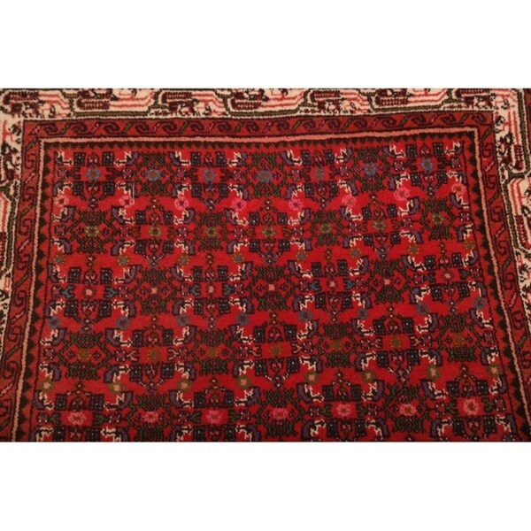 Traditional Hamedan Persian Oriental Tribal Rug Hand Made Red - 9'6" x 3'2" runner
