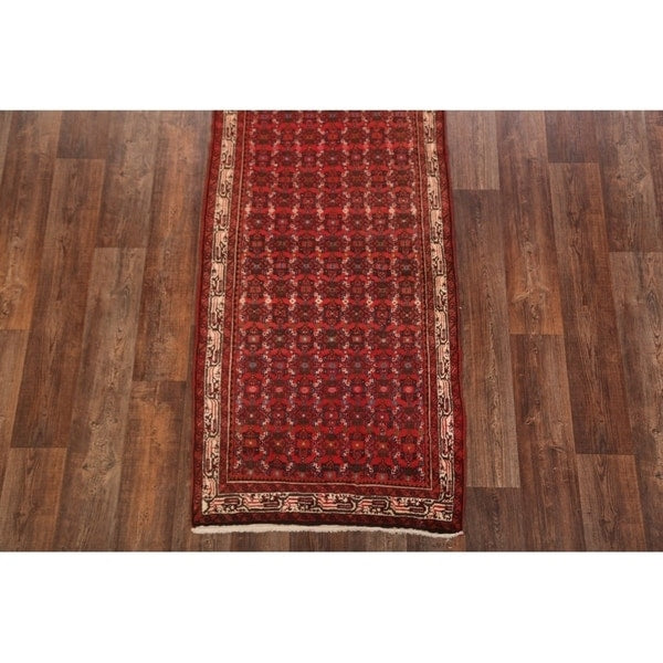 Traditional Hamedan Persian Oriental Tribal Rug Hand Made Red - 9'6" x 3'2" runner