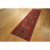 Traditional Hand-knotted Baluch Red Runner Persian Wool Area Rug (2' x 10')