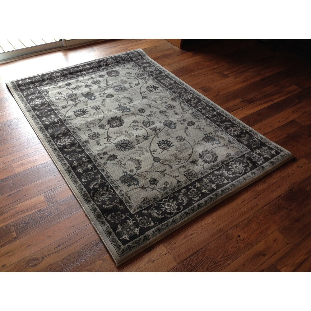 Traditional High Quality Area Rug Grey Oriental Floral Rug